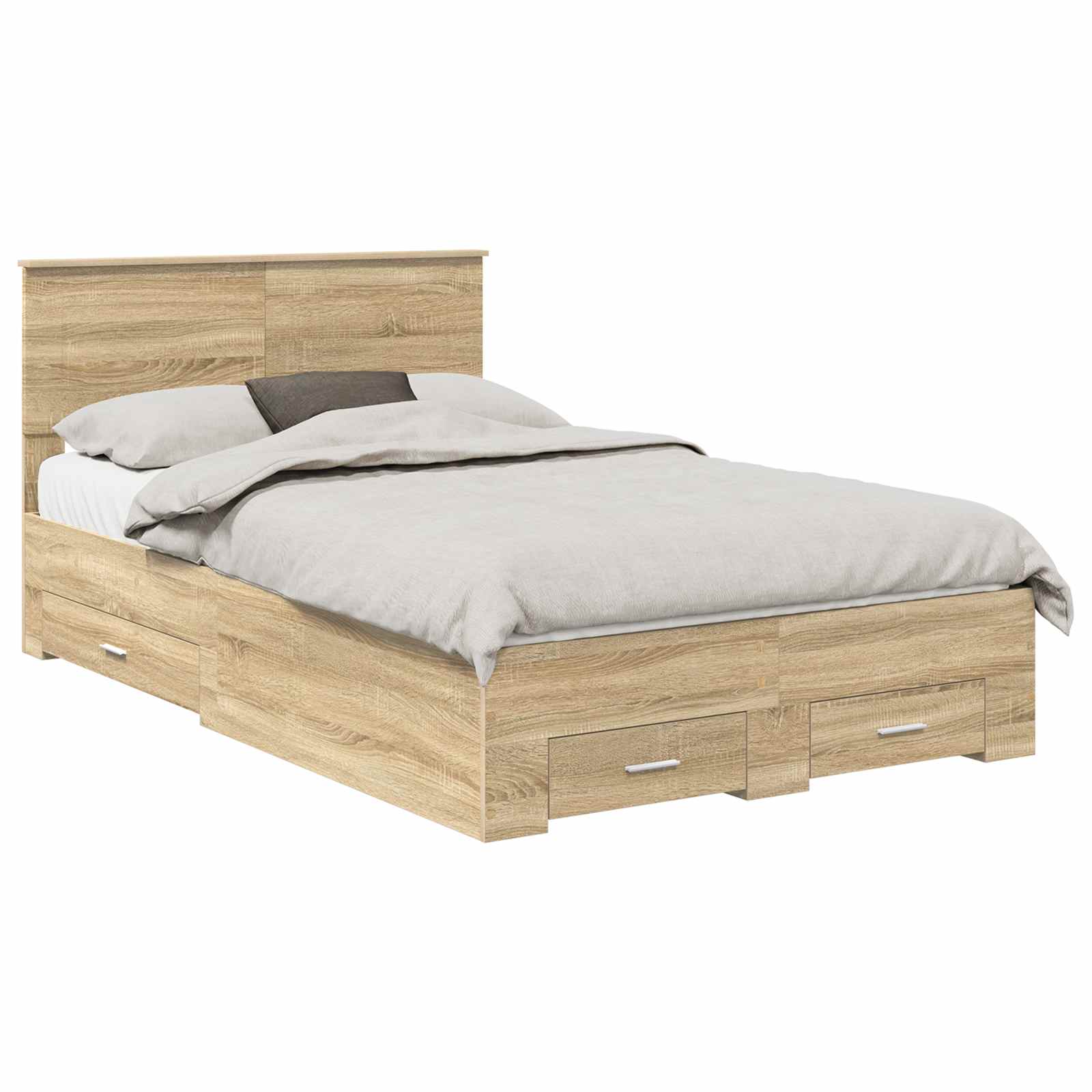 Cadre de lit chêne 135 x 190 cm panneau de bois - 2