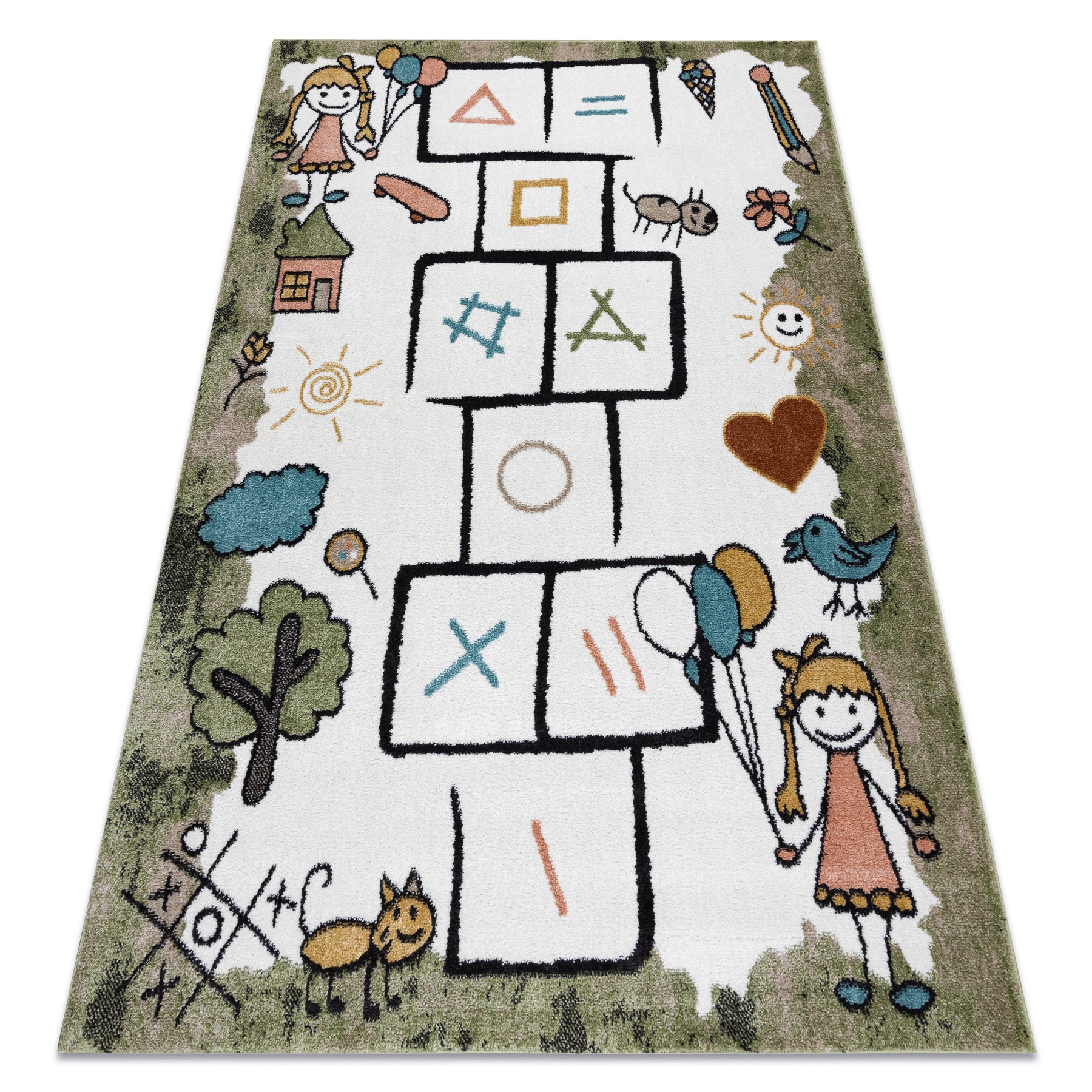 Dywan FUN Hop dla dzieci, Klasy, zwierzęta zielony 180x270 cm