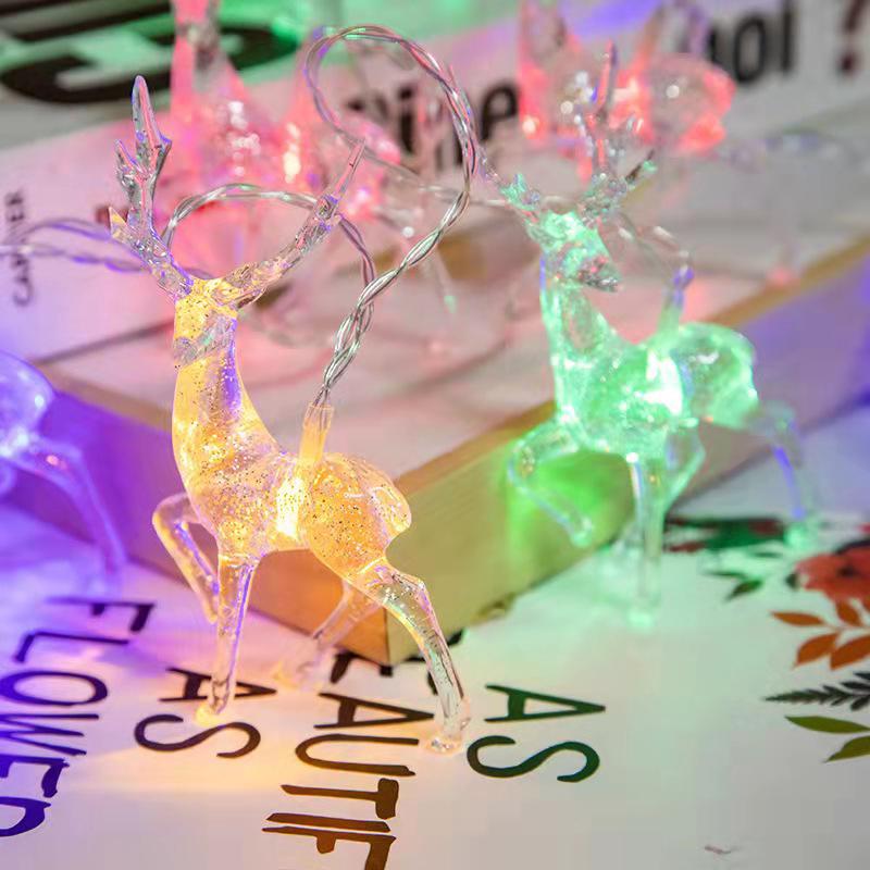 Świąteczna girlanda świetlna girlanda świetlna typu fairy lights wielokolorowa girlanda świetlna LED z reniferem baterie dekoracja świąteczna lampek