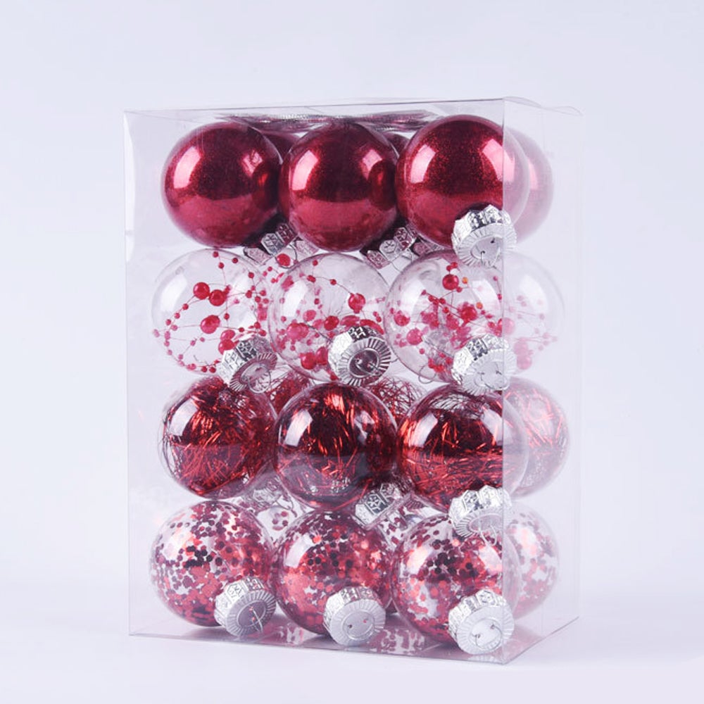 Set De 6 Boules De Noël Décorées Premier - 80 Mm, Couleur Violette, Neuves Pour Sapin