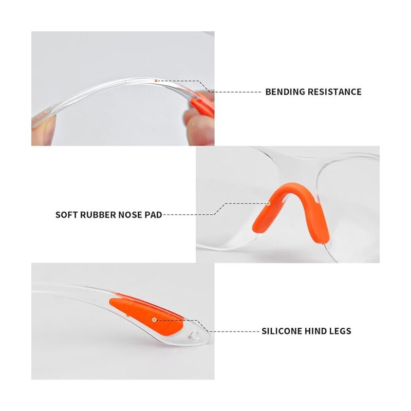 12 pcs Lunettes de Sécurité Transparentes avec Verres en Plastique, Pont-de-Nez et Embouts de Branches en Caoutchouc - 3