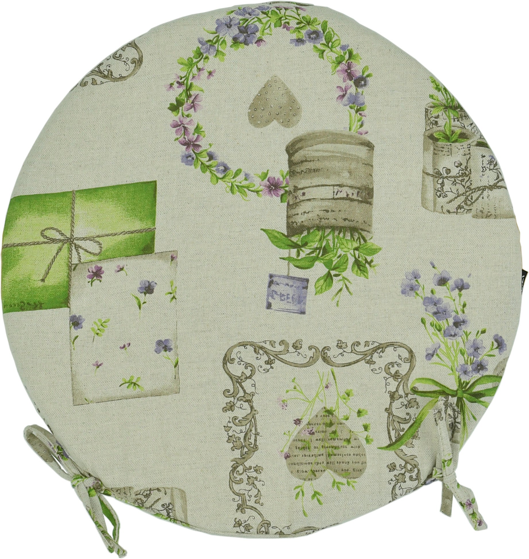 Zestaw poduszek na krzesło okrągłe AMPO 40x40 cm zielony beżowy szary 4 szt. - 3