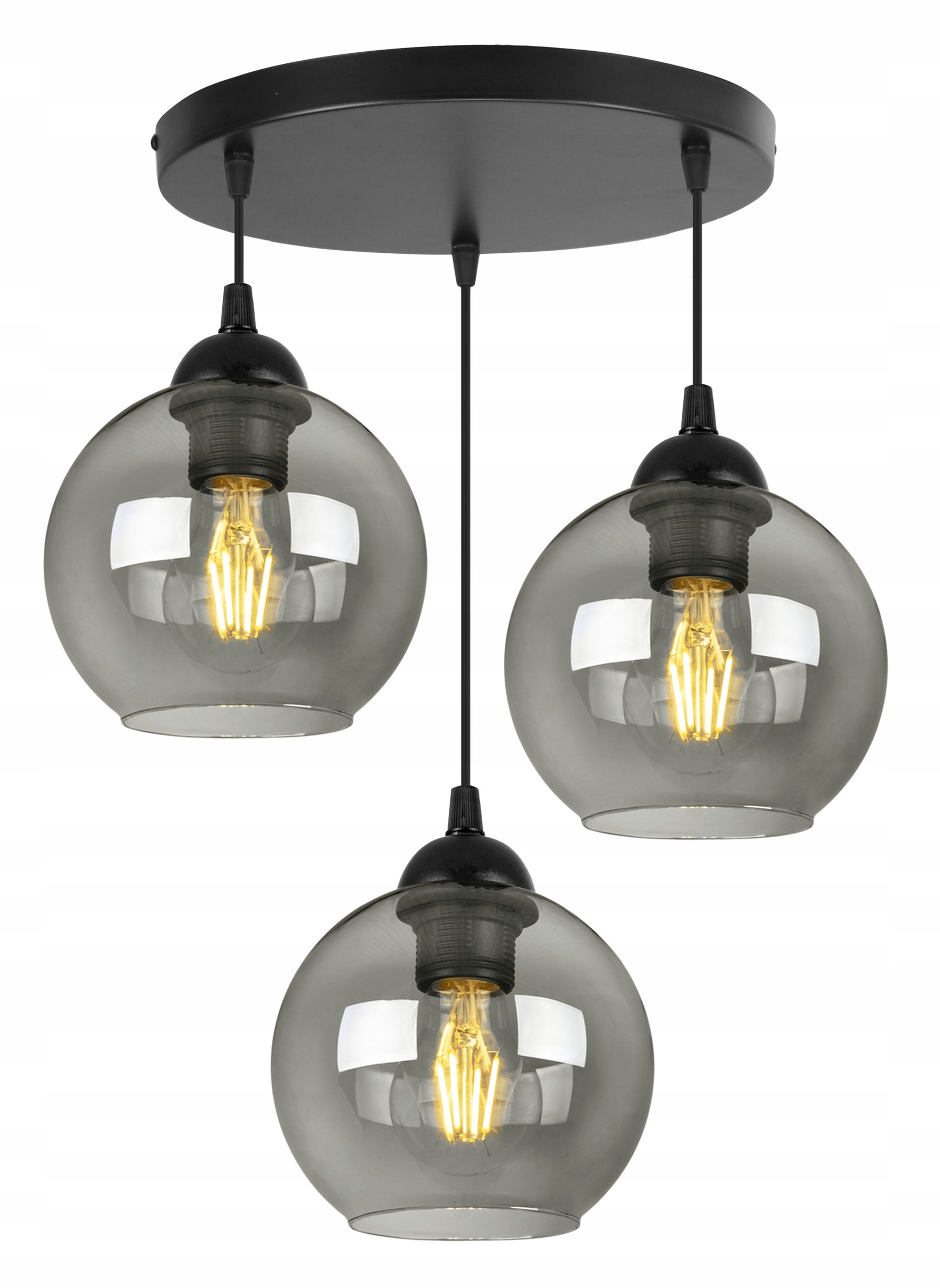 Lampa sufitowa wisząca Haga modern 3xE27 abażur kula grafitowa Light Home LH