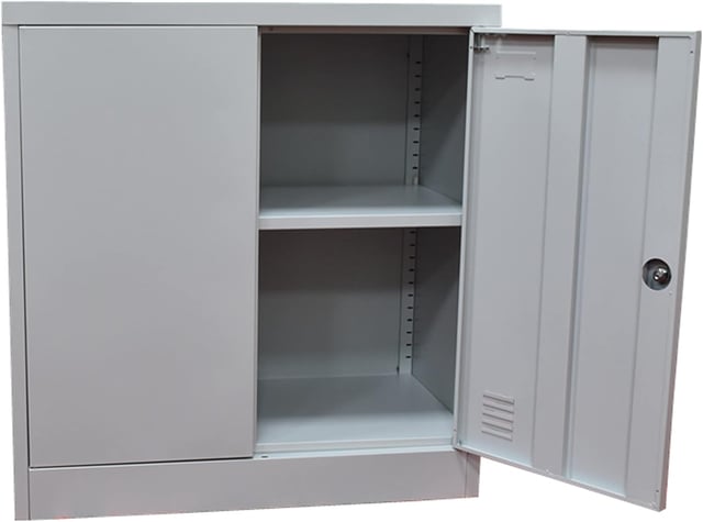 Garden Friend Armadietto c/mensola grigio a Due Ante in lamiera di acciaio c/serratura a chiave 80x40x80h cm
