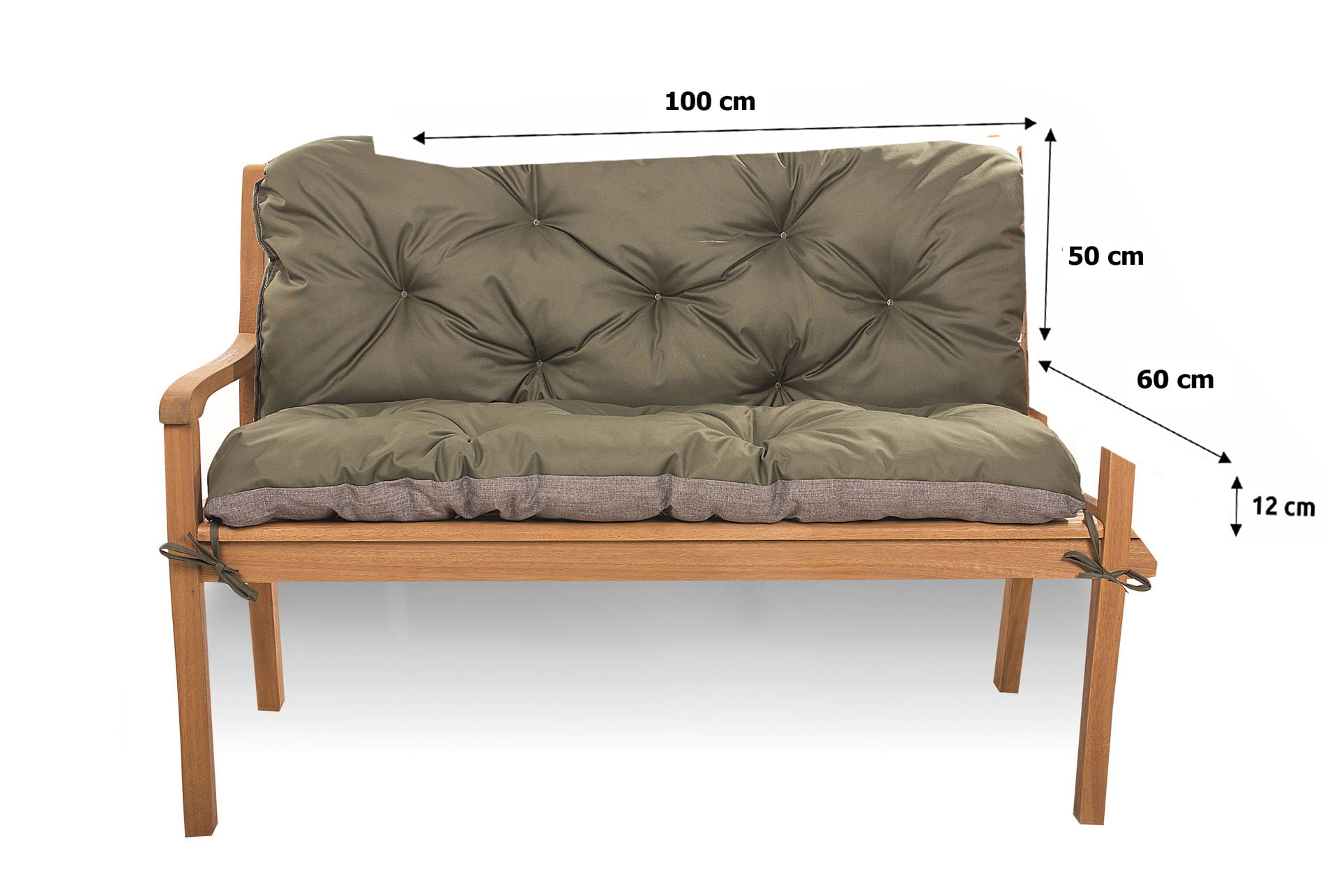 Coussin pour banc de jardin 100x60x50cm, coussin de banc de jardin Vert, coussin de banc extérieur, coussin de balançoire, coussin de jardin - 2