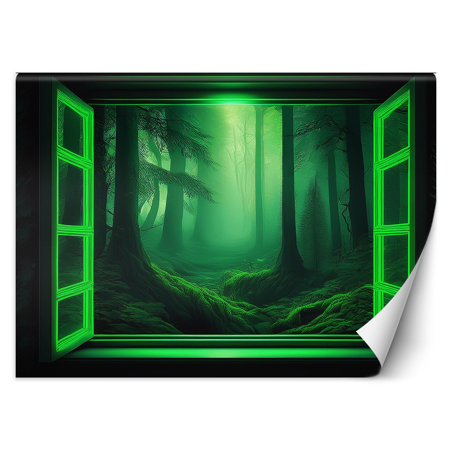 Fototapeta, Widok z okna Zielony las 100x70