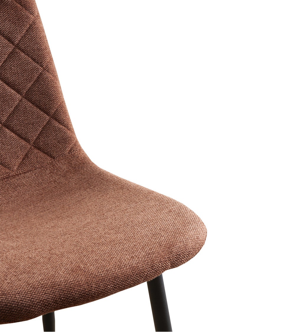 Pack de 4 sillas SUIZ sillas de comedor tapizadas en tela marrón y patas negras - 5