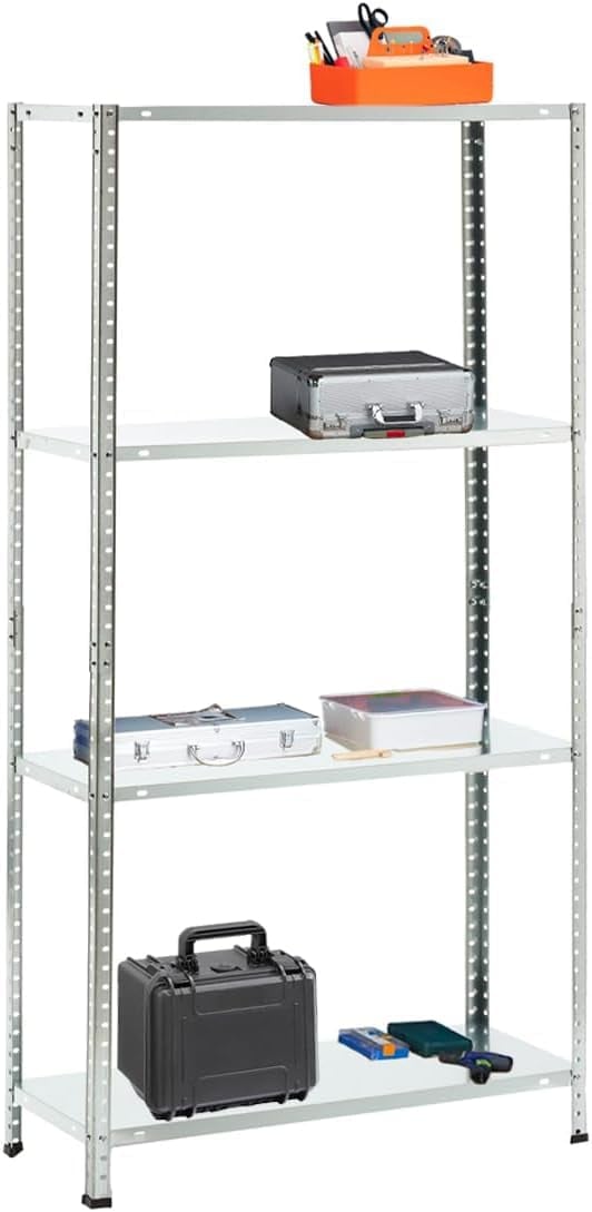 Avilia Scaffalatura Metallo 4 Ripiani Alta Portata, Robusta e Salvaspazio per Garage, Officina, Magazzino, Organizzazione Carichi Pesanti, Componibile