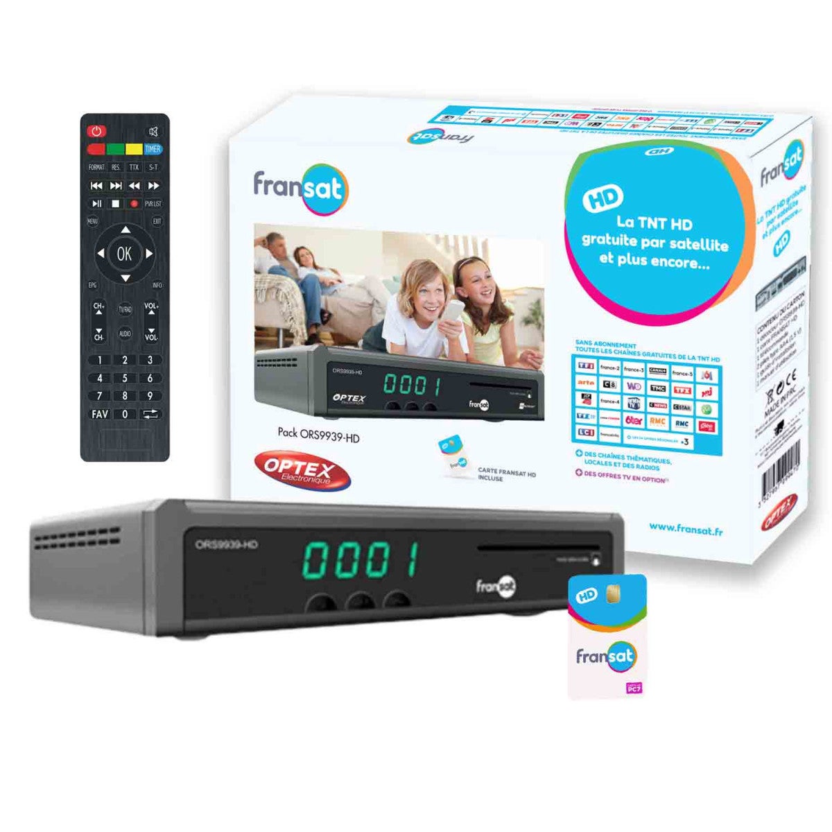 OPTEX ORS9939HD Récepteur / Décodeur TV Satellite HD enregistreur USB + Carte Fransat PC7 (Satellite Eutelsat) - 2