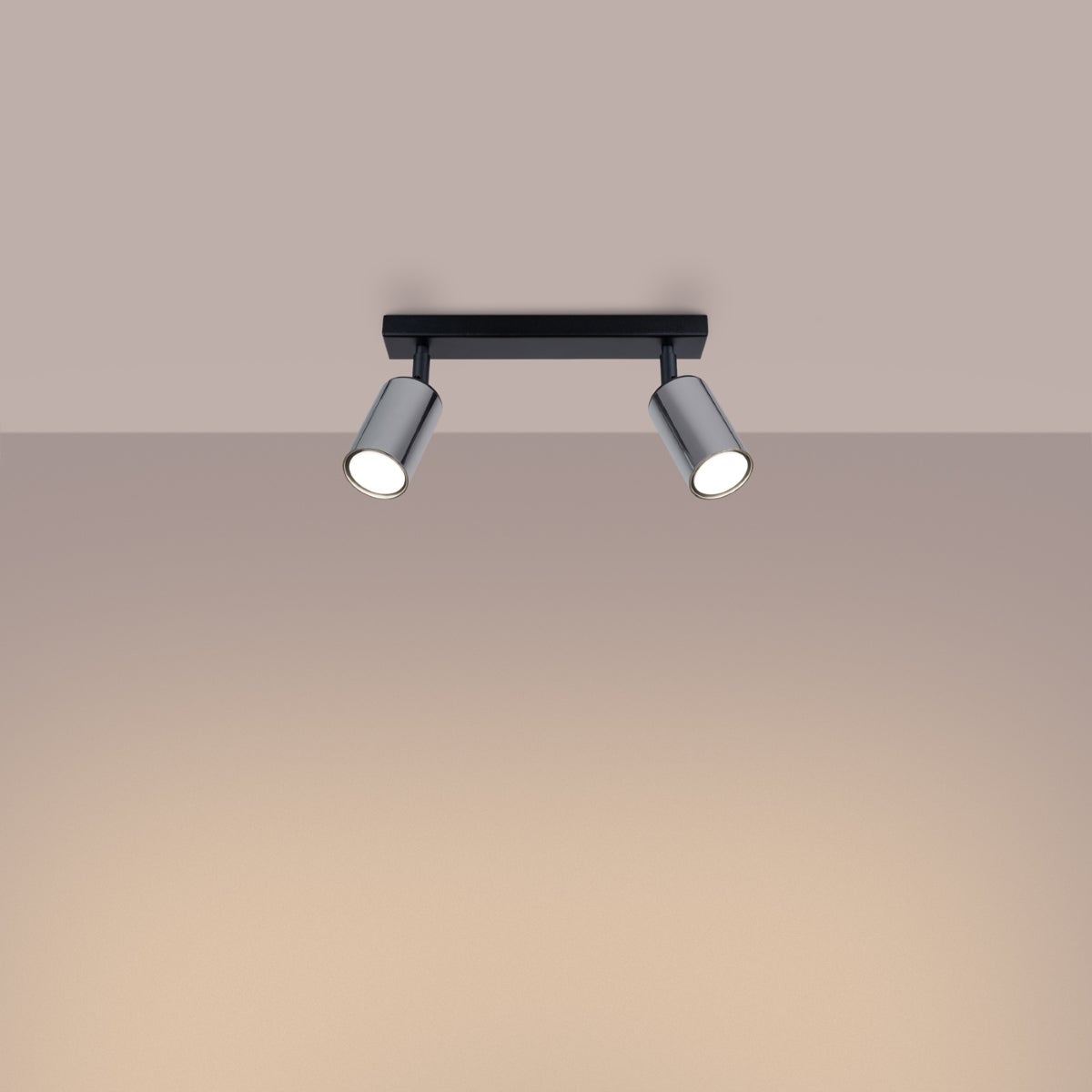 Plafon GLOIS 2 czarny/chrom LED 3000K - 30x6x18.5cm Sollux