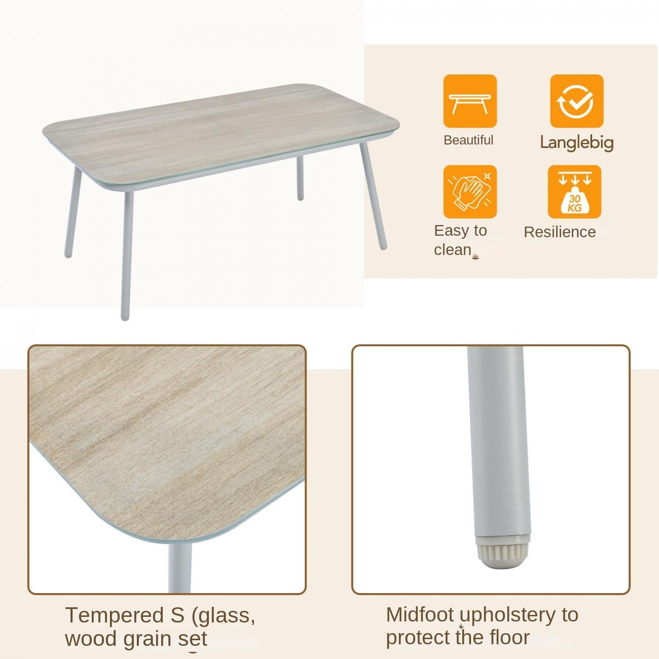 Ensemble de Jardin 7 Places avec Canapé, Table Basse en Verre Trempé, PE-Rattan et Structure Acier Zincé, Coussins Amovibles et Lavables - 9