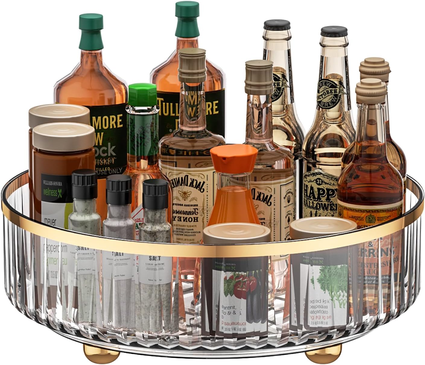 Przezroczysty organizer do spiżarni i półka do przechowywania, organizer na gramofon o średnicy 11 cali, obrotowa półka do przechowywania