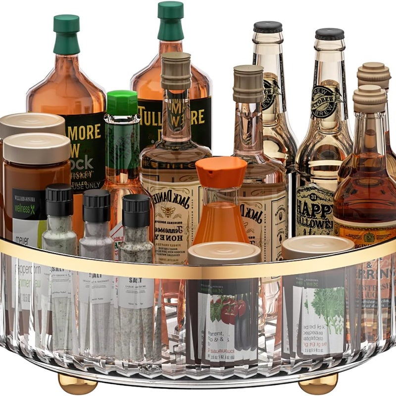 Przezroczysty organizer do spiżarni i półka do przechowywania, organizer na gramofon o średnicy 11 cali, obrotowa półka do przechowywania