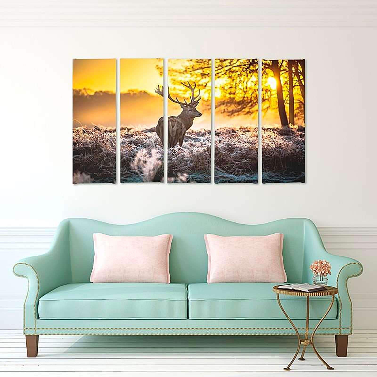 Tableau coucher de soleil cerfs - 150 x 100 cm - 4