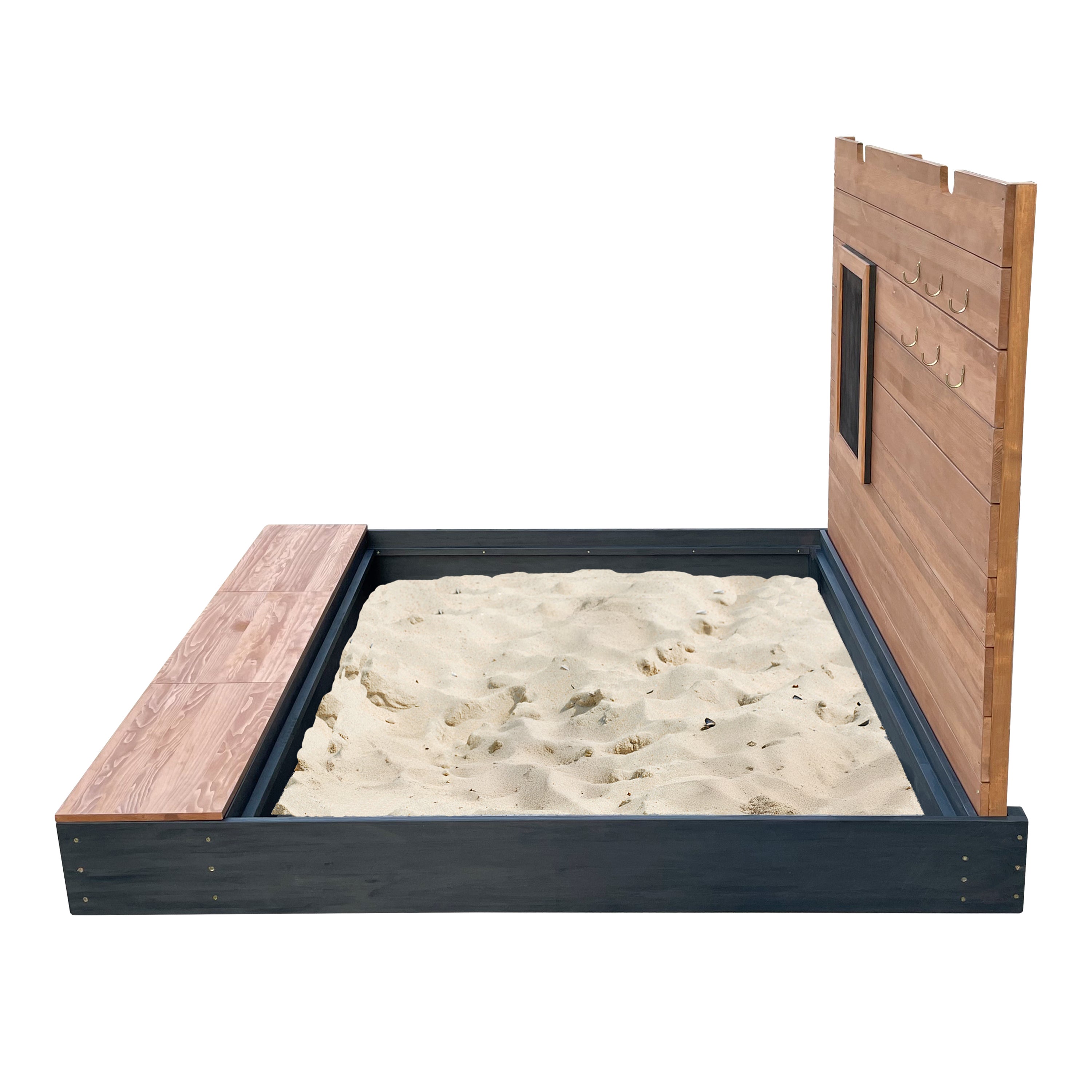 Axi Mandy Xxl Bac À Sable En Bois Avec Banc, Espace De Rangement, Couvercle Et Tableau Noir - 160 X 151 X 122,5 Cm | Bac À Sable En Anthracite Et - 4