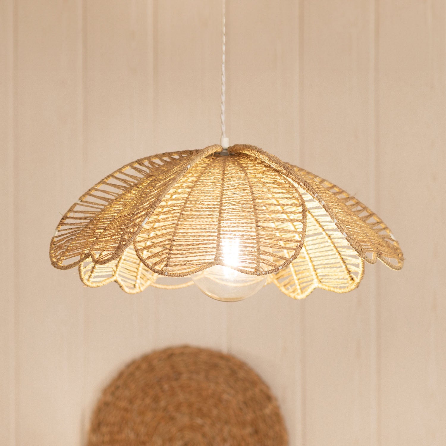 - Lámpara Colgante de Cuerda Giay | Diseño Floral Natural | Compatible con Bombilla E27 | Para Salones y Dormitorios | Dimensiones - 8