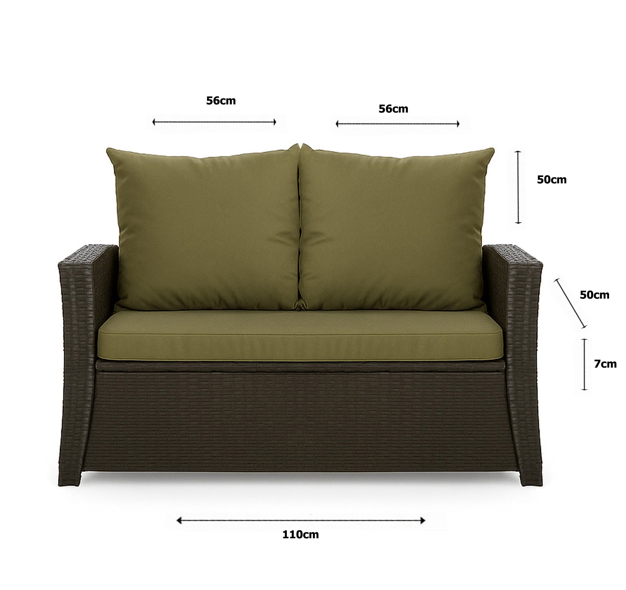 Coussins de canapé meubles de jardin en résine tressée Vert, Coussins balançoire d'extérieur 110x50x50cm Coussin pour banquette 2 places mix - 3