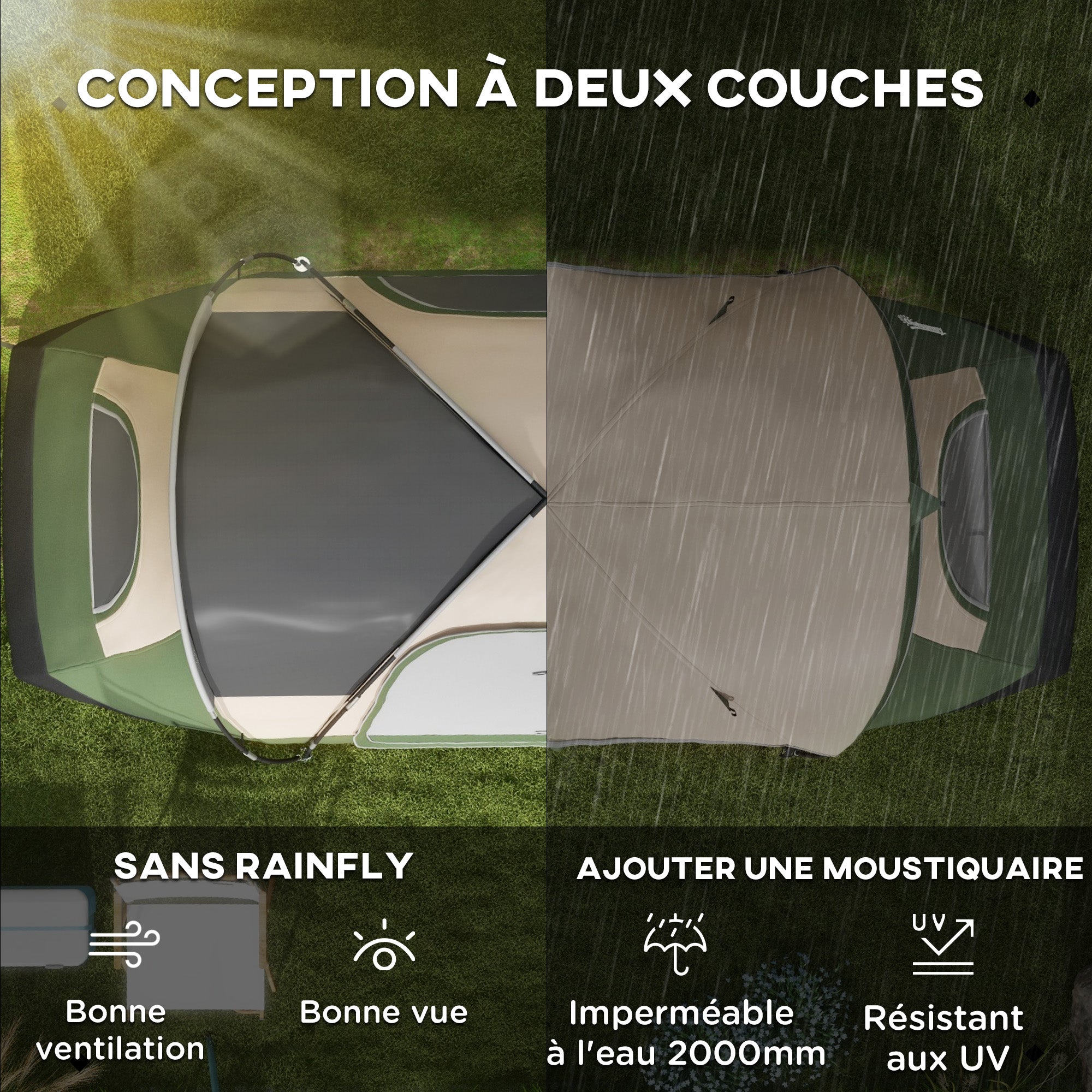 Tente de camping familiale 6-8 pers. double toit moustiquaire sac - 4