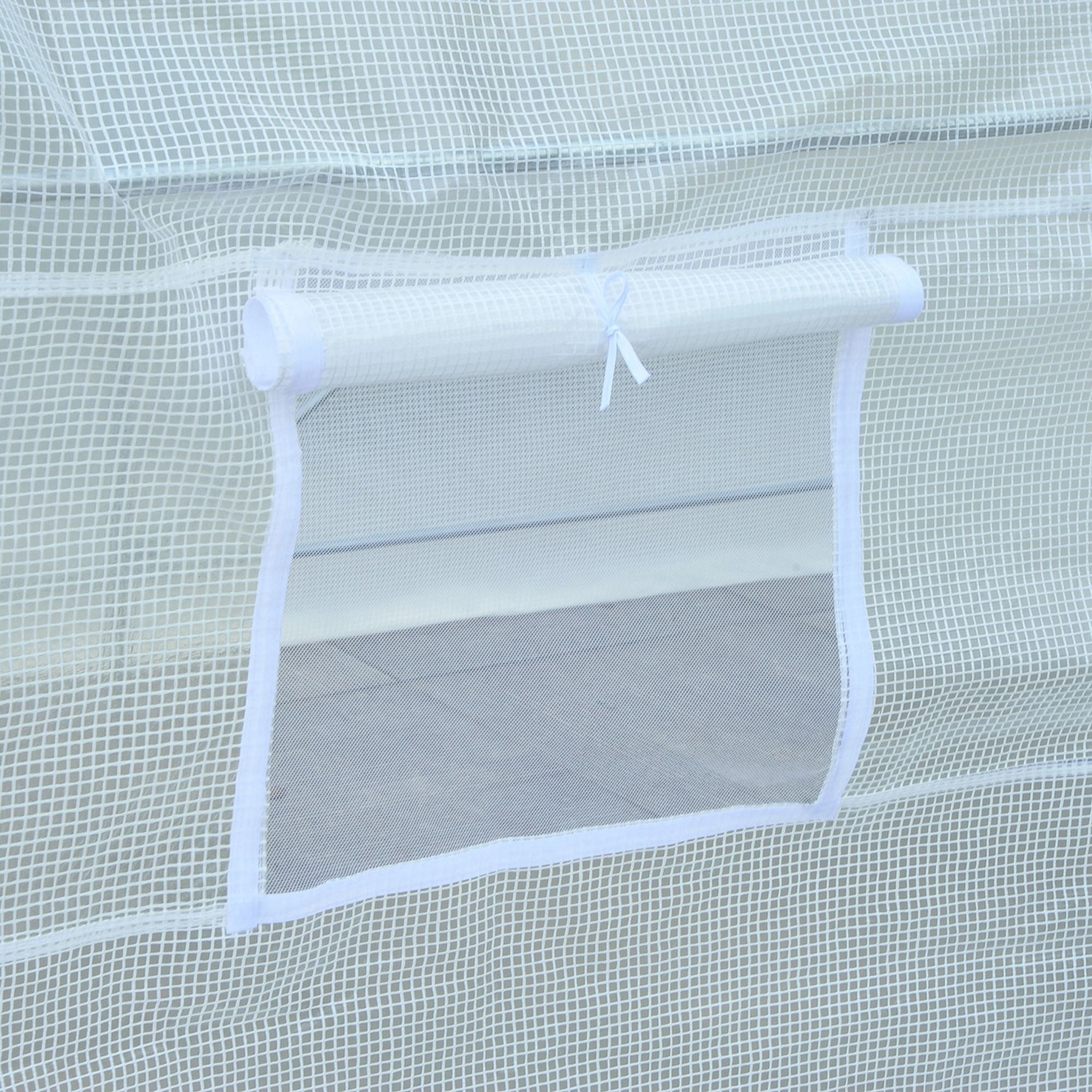 Serre tunnel de jardin - Outsunny - 5m² 245x200x200 cm - porte 4 fenêtres - cadre en métal, bâche PE haute densité 140 g/m² - blanc - 9