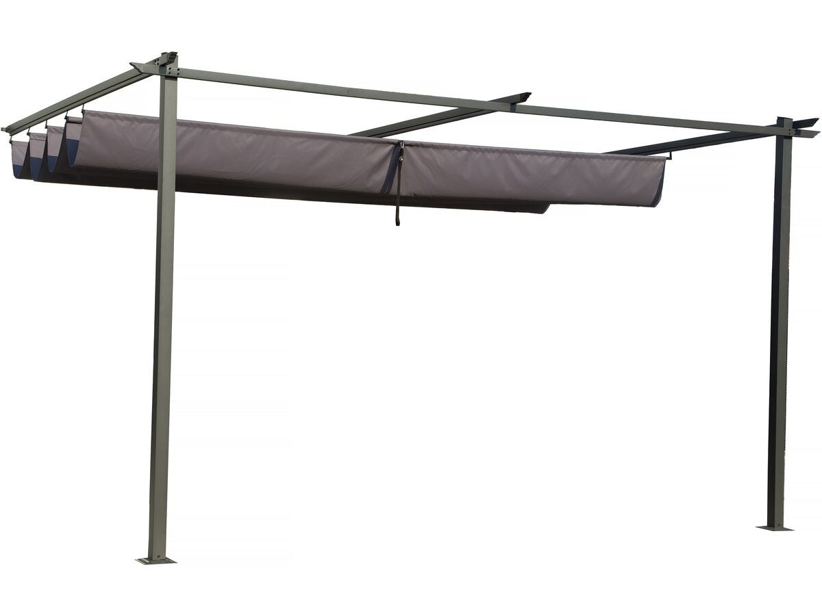Pergola adossée avec toit rétractable - 3 x 4 m - Gris anthracite - 4