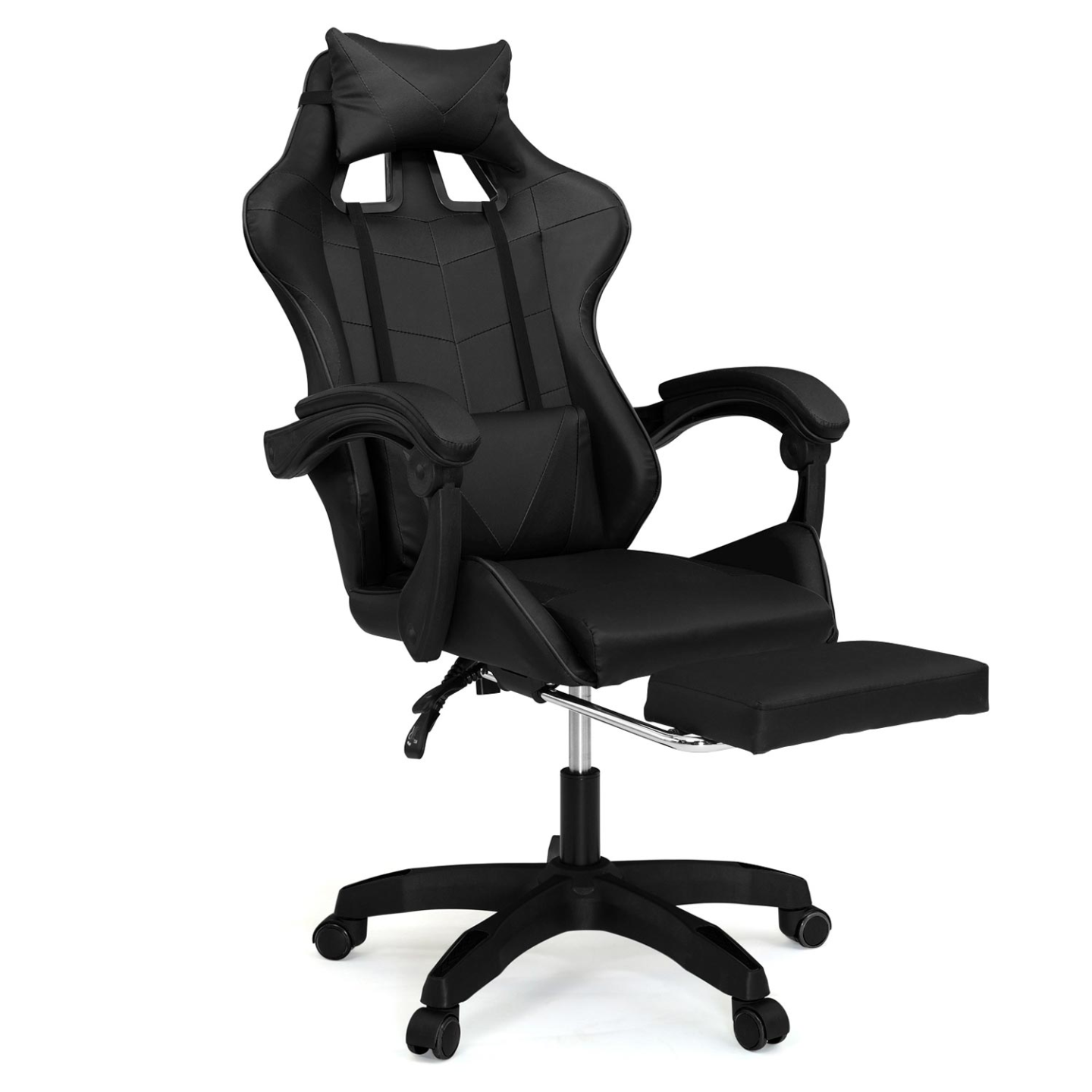 Fauteuil de gaming ALEX réglable avec repose-pied, coussin de tête et coussin lombaire noir - 2