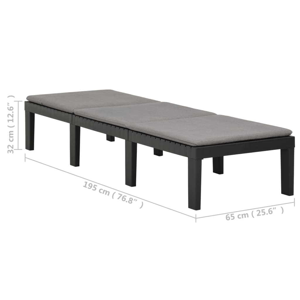 Chaise longue avec coussin Plastique Anthracite - 9