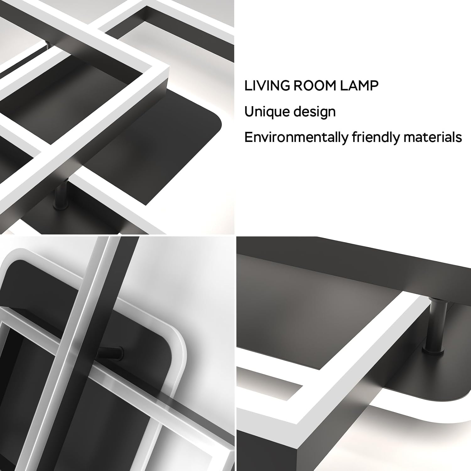 40W Plafonnier LED Lampe de Salon Noir Dimmable avec Télécommande Lampe de Chambre Moderne pour Cuisine Couloir Bureau Salle à Manger - 7