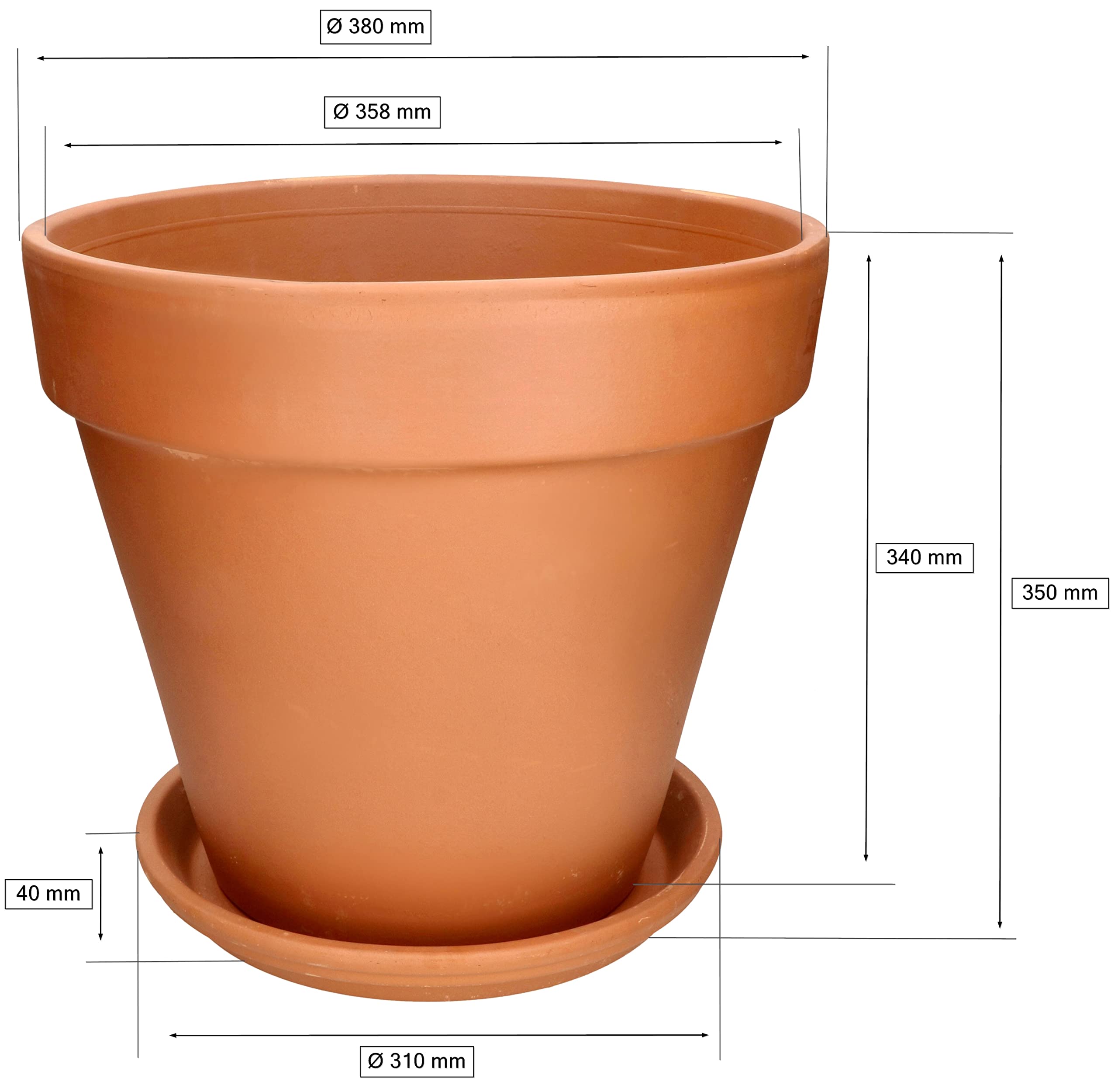 Doniczka gliniana donica ceramiczna terakota z podstawką na kwiaty fi 39 - KOTARBAU - 2