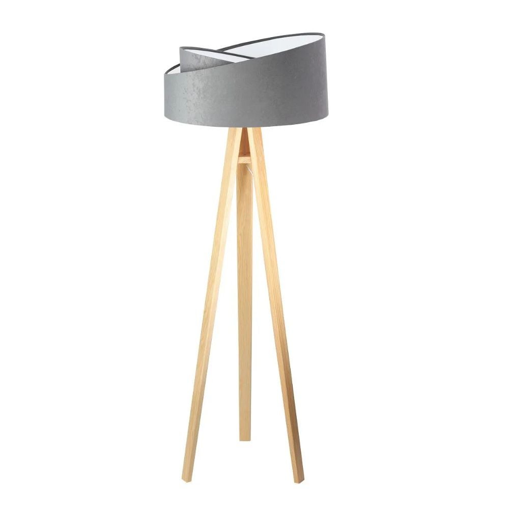 Lampa stojąca GEMSTONE szara/biała/sosna