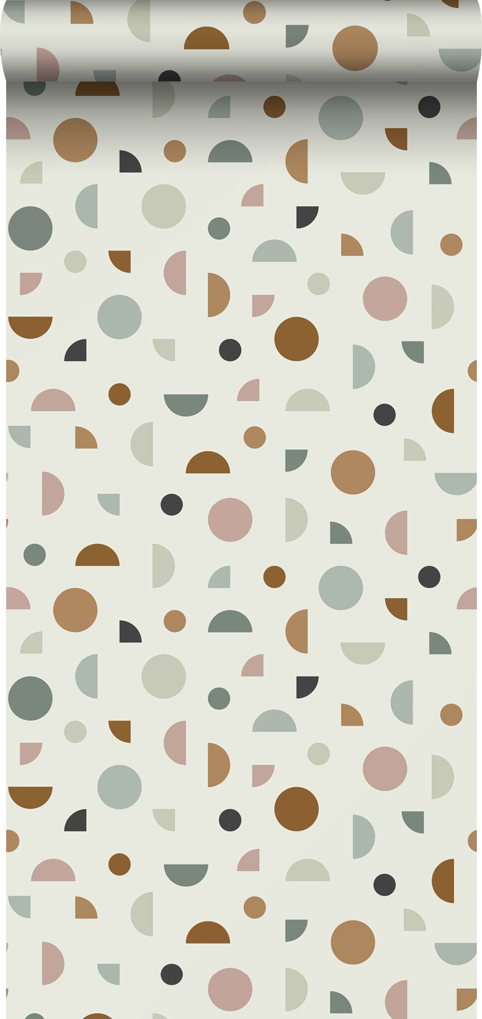 Papel pintado motivo gráfico beige claro, rosa viejo y menta verde - 0,53 x 10,05 m - estahome