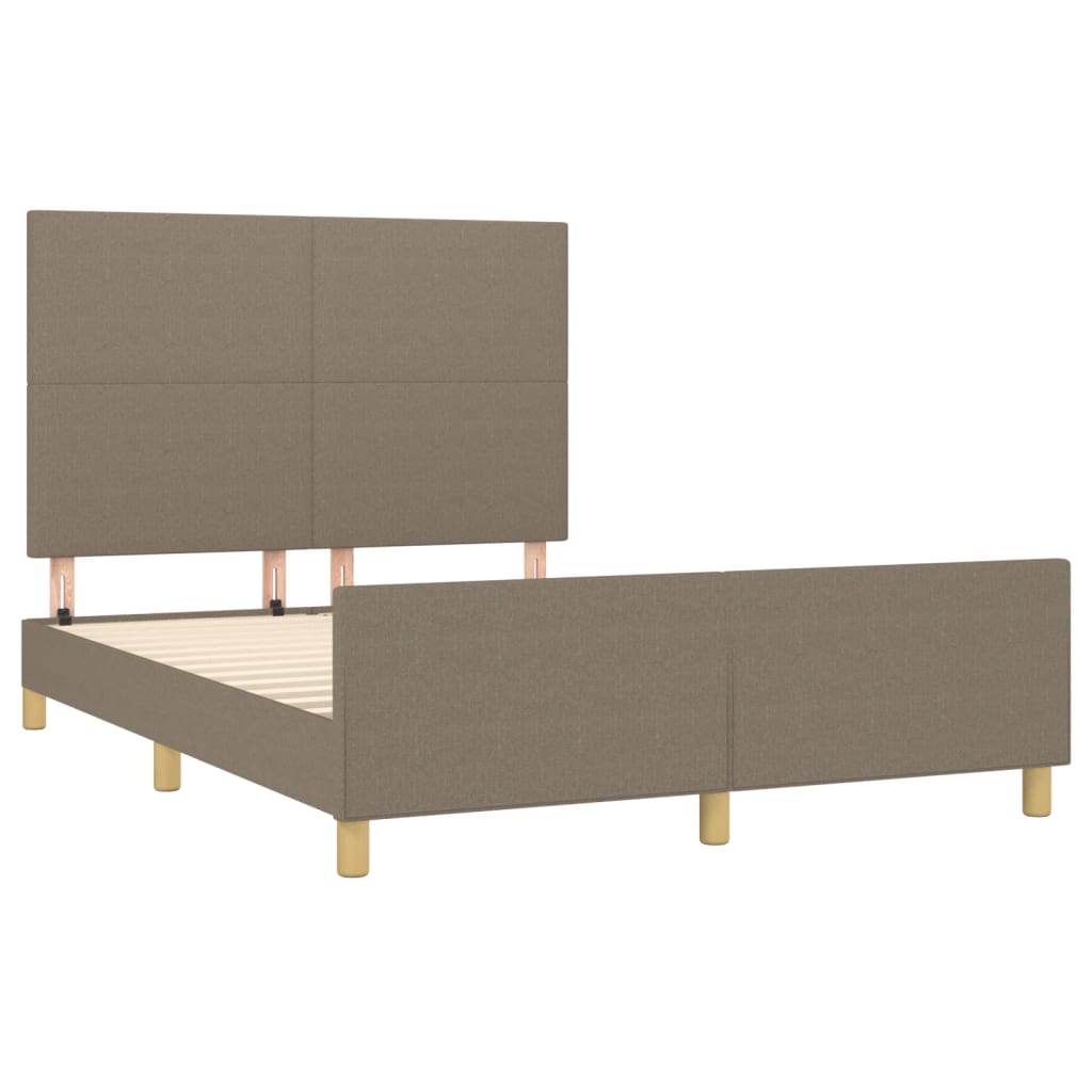 Cadre de lit sans matelas taupe 140x200 cm tissu - 4