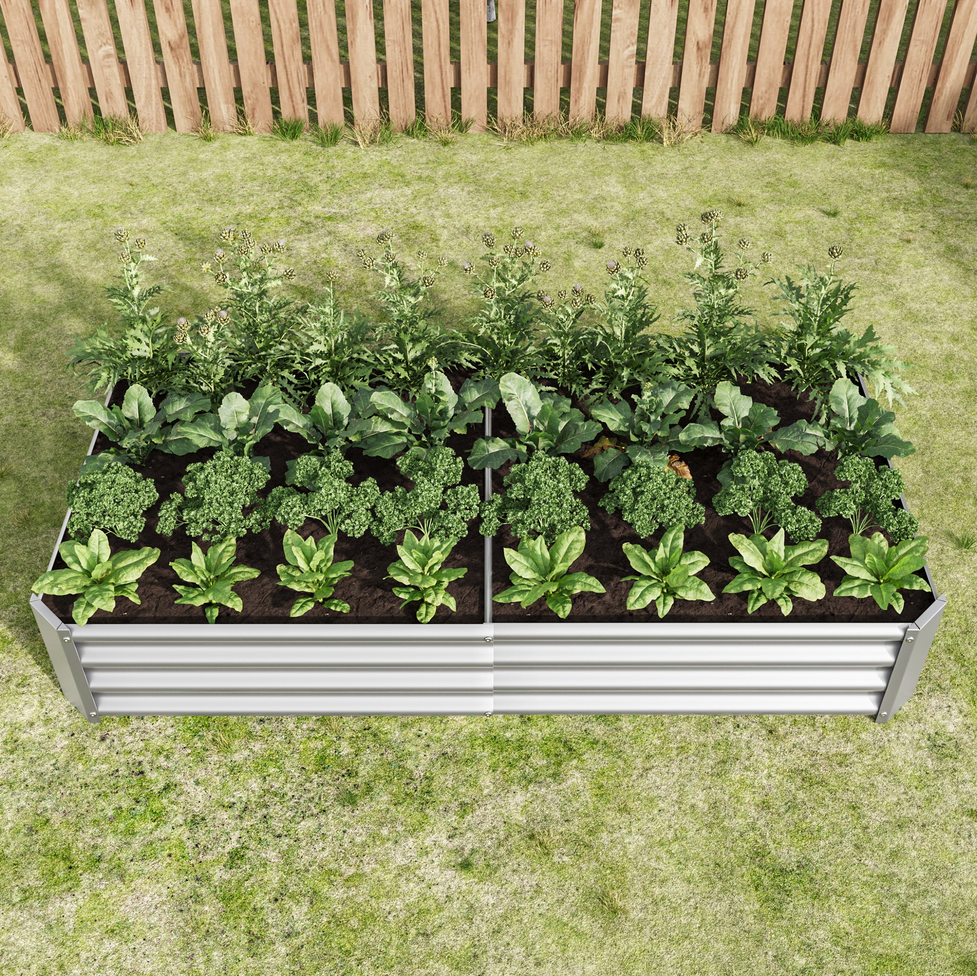 Bac potager surélevé anthracite en acier galvanisé, fond ouvert, antirouille, pour légumes, herbes et fleurs - 3