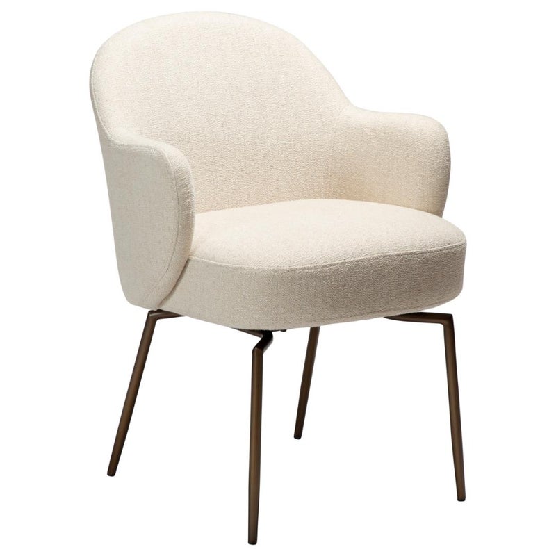 Bae Dan-Form krzesło stołowe z podłokietnikami, nogi obrotowe bouclé beżowy.