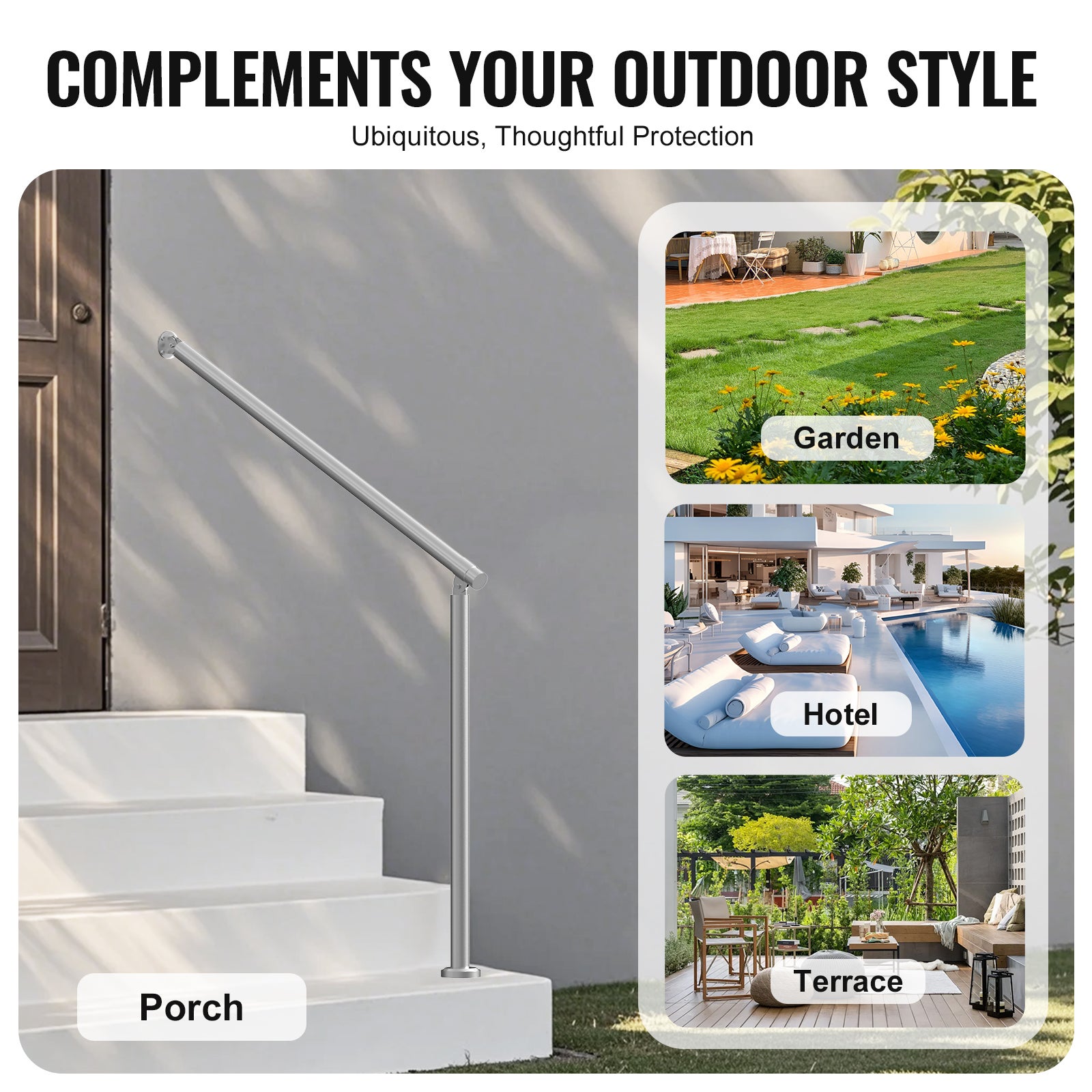 Garde-corps extérieur,VEVOR kit de garde-corps mural au sol de 39,4