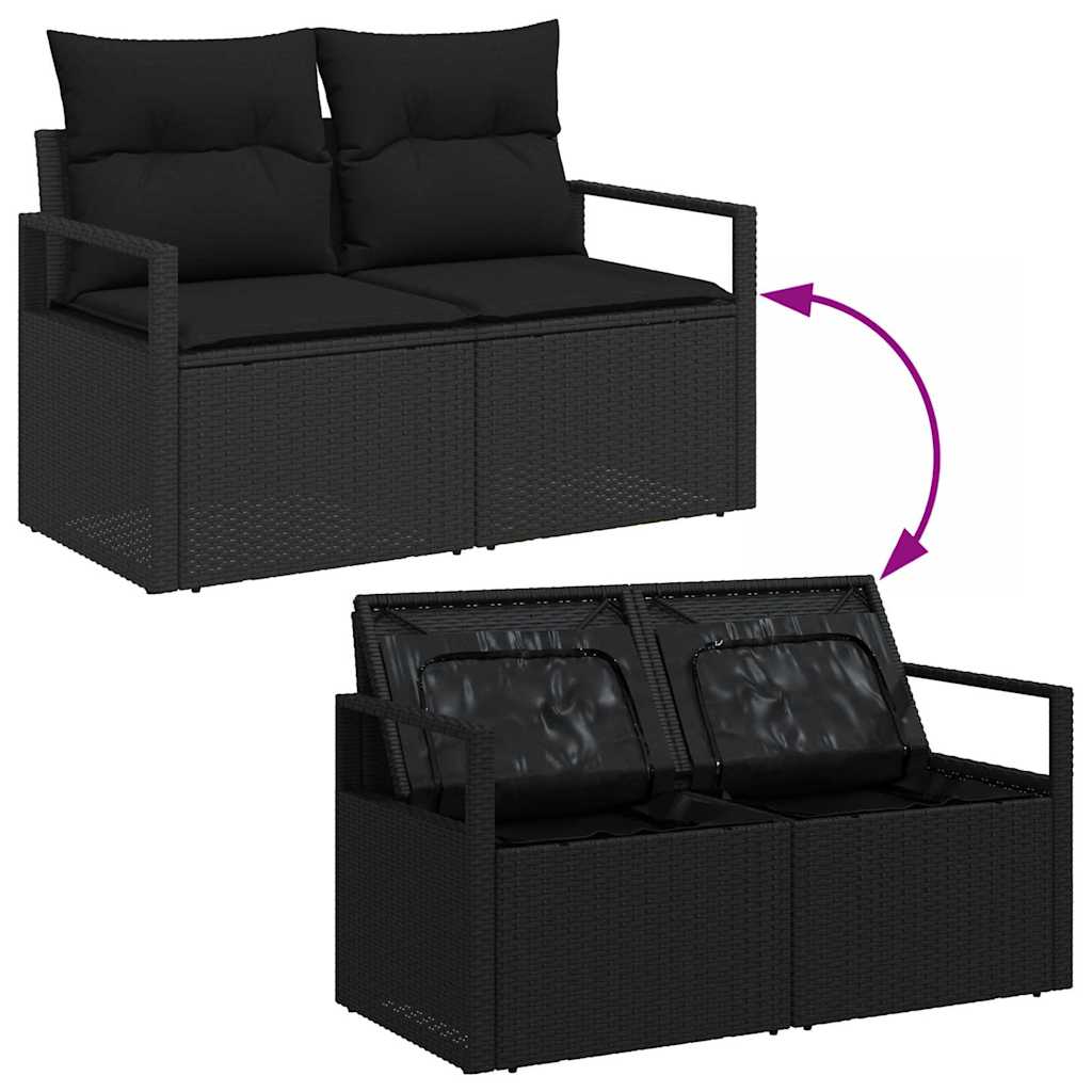 Ensemble de Canapés avec coussin 6 pcs Noir polyrotin vidaXL - 9