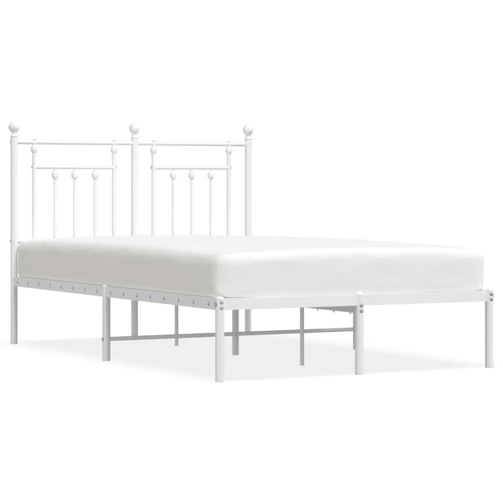 Łóżko Białe Metalowe Rama Łóżka Ze Stelażem Do Sypialni Pokoju 120x190 cm