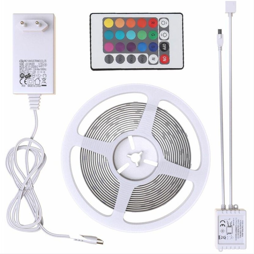 Ruban LED 5m, guirlande lumineuse extérieur, avec télécommande, lumière décorative blanche et multicolore, 16 couleurs, bande lumineuse IP44 - 4