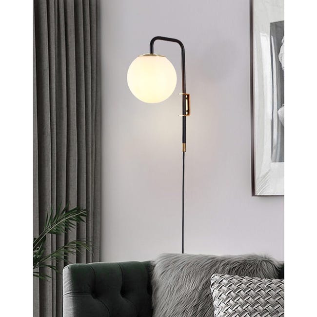 Aplique De Pared Orientable Ben Con Cable Y Enchufe - Para Bombilla E27, 1.4m, Ideal Para Lectura O Cabecero