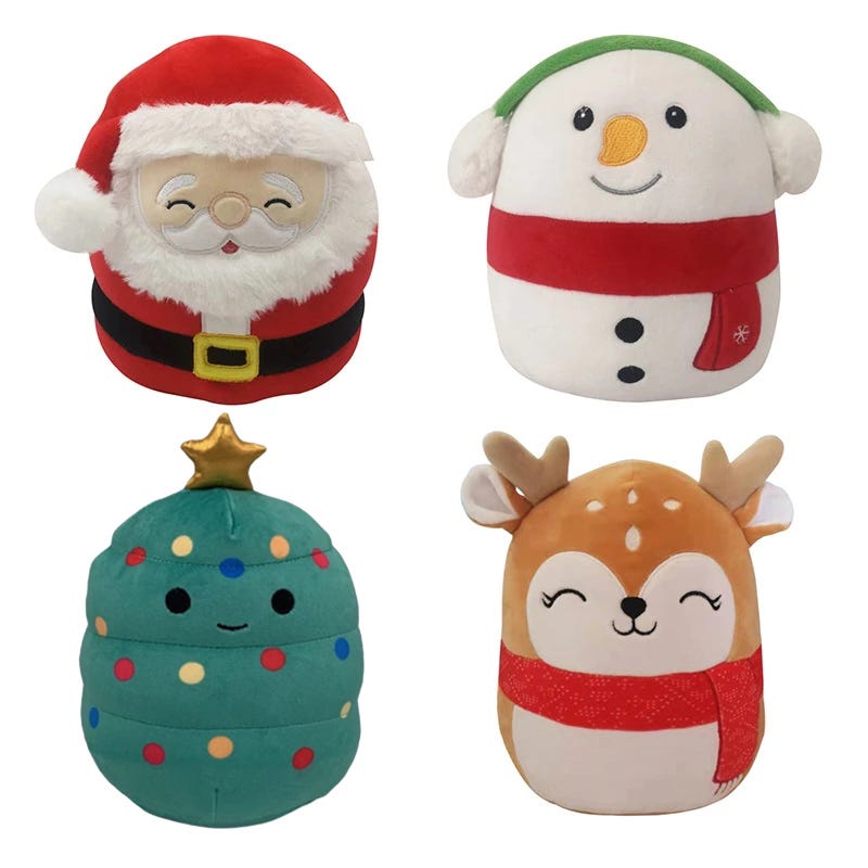 Peluche de Papá Noel, paquetes, juguetes suaves y bonitos