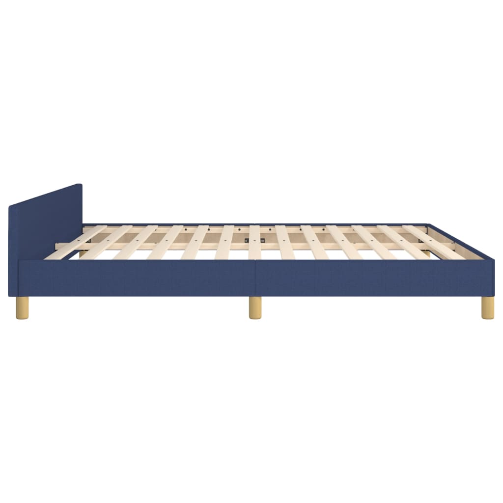 Cadre de lit sans matelas bleu 160 x 200 cm, tissu - 7