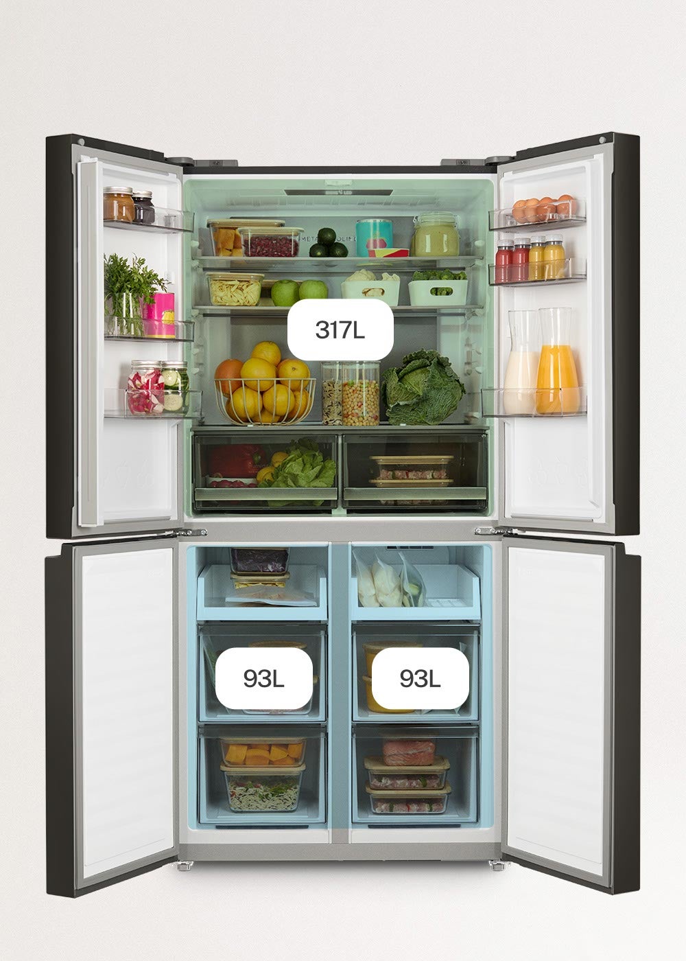 CREATE - FRIDGE STUDIO CROSS DOOR 503 - Réfrigérateur à portes croisées 4 portes 503L No Frost avec Care+- Inox - 4