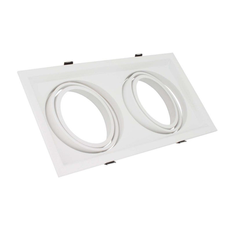 Support AR111 carré double encastrable orientable blanc - 2