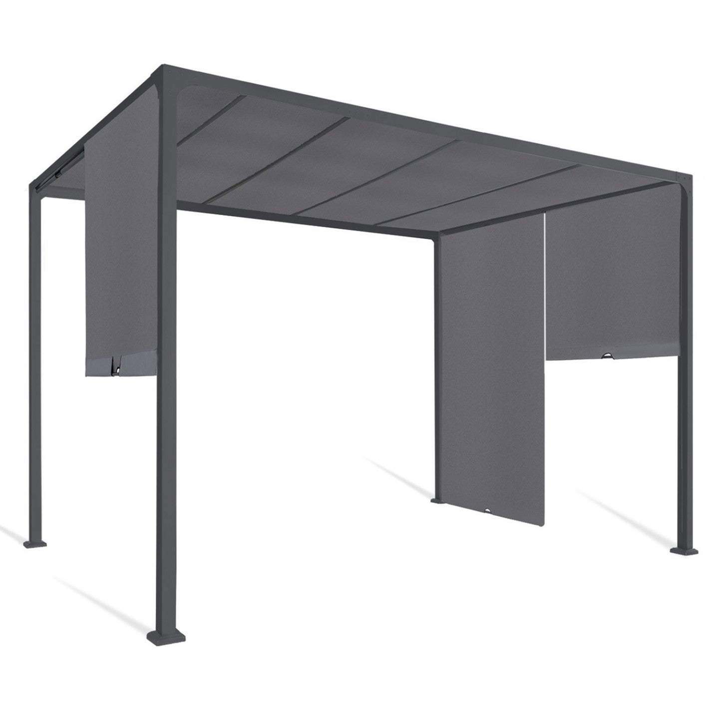 Pergola coulissante 2 pans 3x3 M belvédère de jardin toile gris anthracite - 3