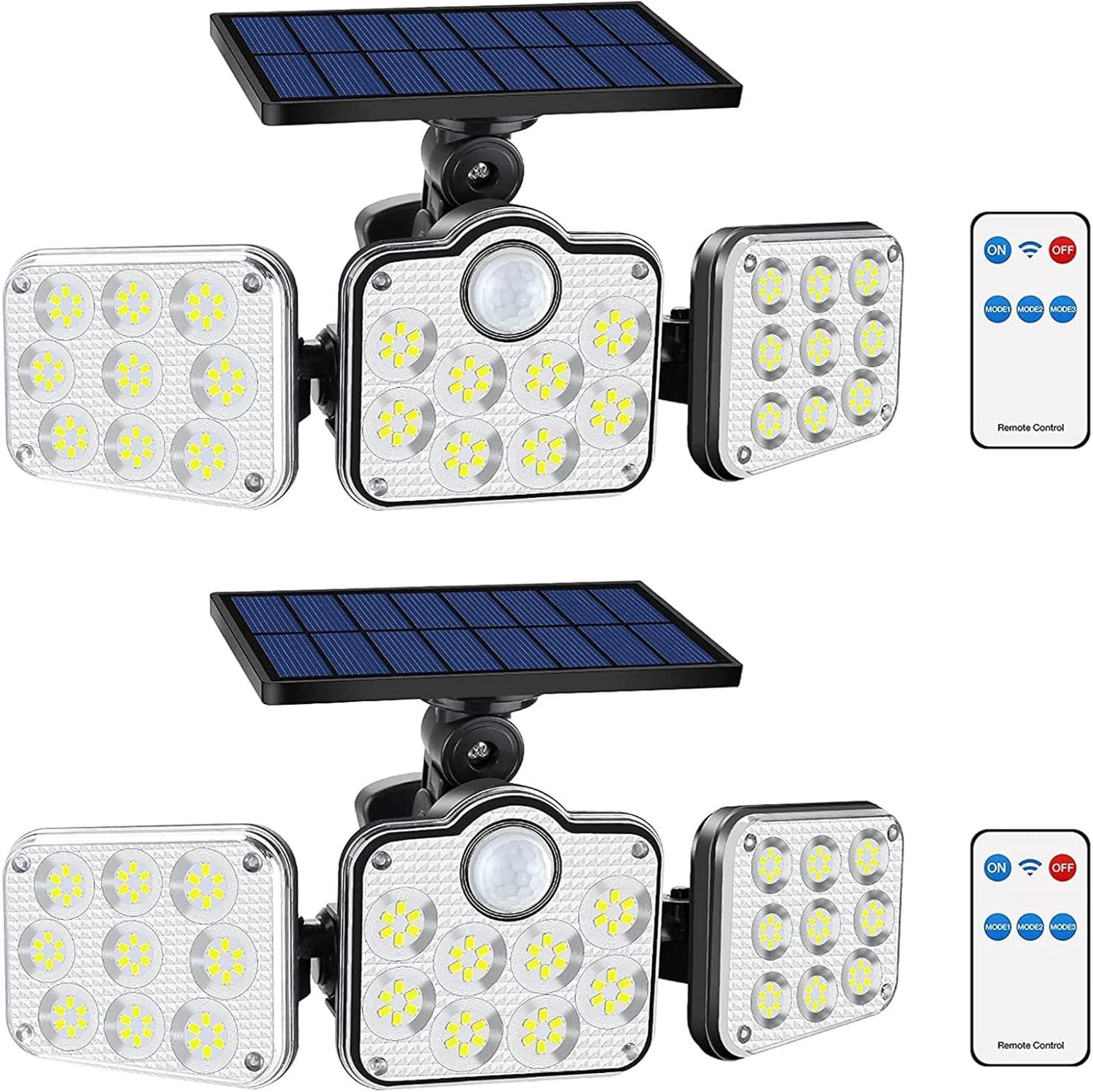 Boyuan Zewnętrzne Lampy Solarne, 138 LED 2500LM Super Jasny Czujnik Ruchu z Pilotem, Szeroki Kąt 270°, 3 Tryby Pracy