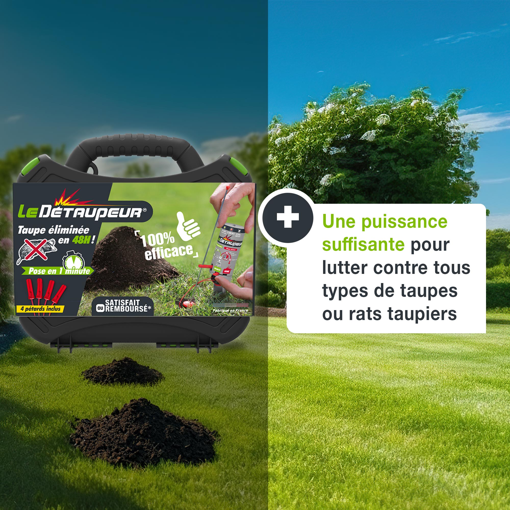 Kit Anti Taupes Complet Valisette + 4 Recharges & Pièges Campagnols - Piège Taupes Rats & Campagnols - Utilisable en toute Sécurité et Sous La Pluie - 4