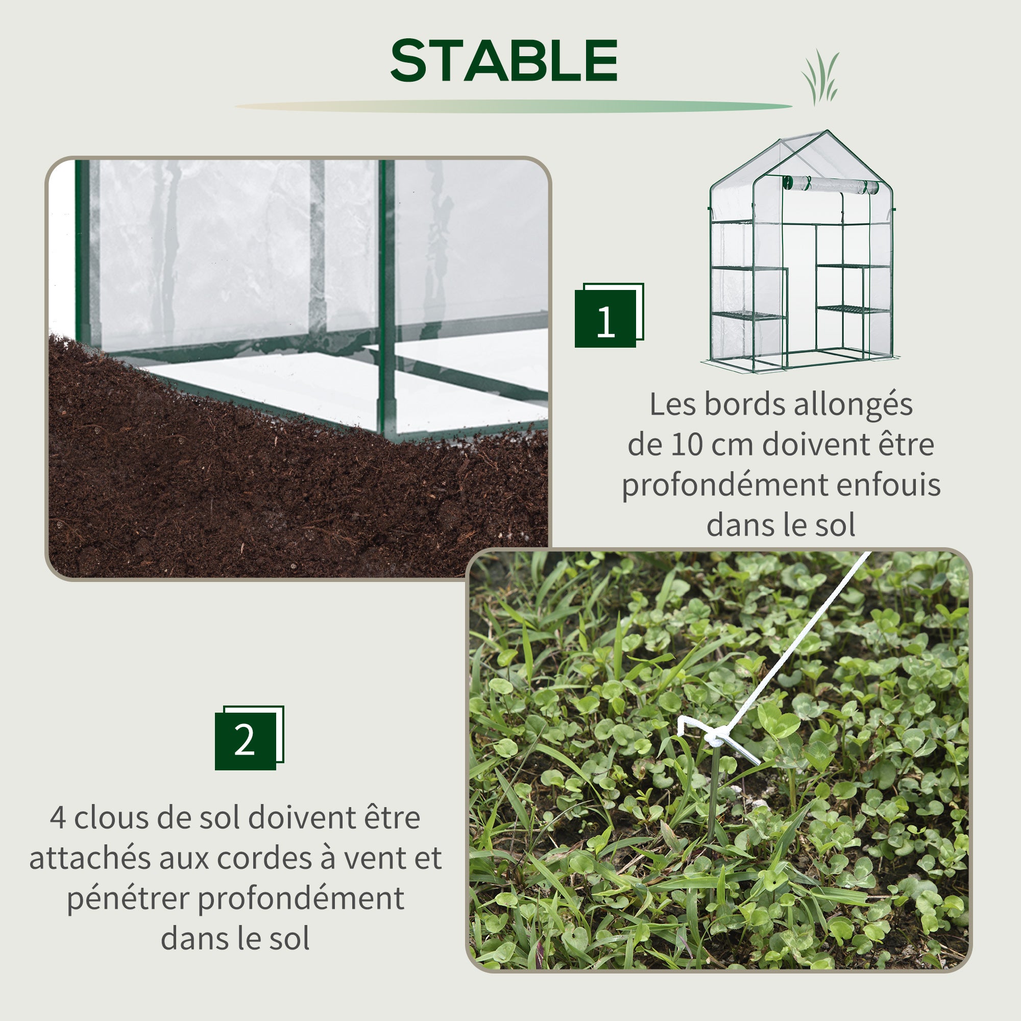 Serre de jardin avec 4 étagères en acier, fabriquées en PVC haute densité (140 g/m²), résistant aux UV, vert transparent. - 8