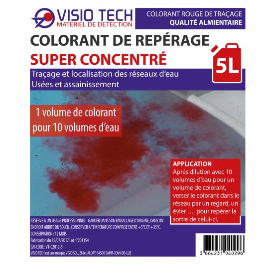 VISIO TECH - Colorant rouge 5 L, super concentré - 2