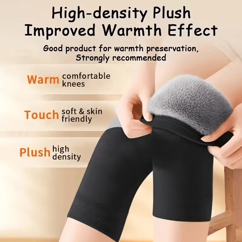 MINICLOSS Genouillères thermiques pour l'hiver, avec doublure épaisse en peluche et douce, coupe-vent, cadeau, XL (150-180 g) - 5