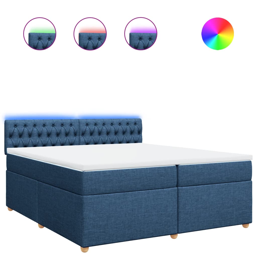 Maison Exclusive - Sommier à lattes de lit avec matelas Bleu 200x200 cm Tissu - 2