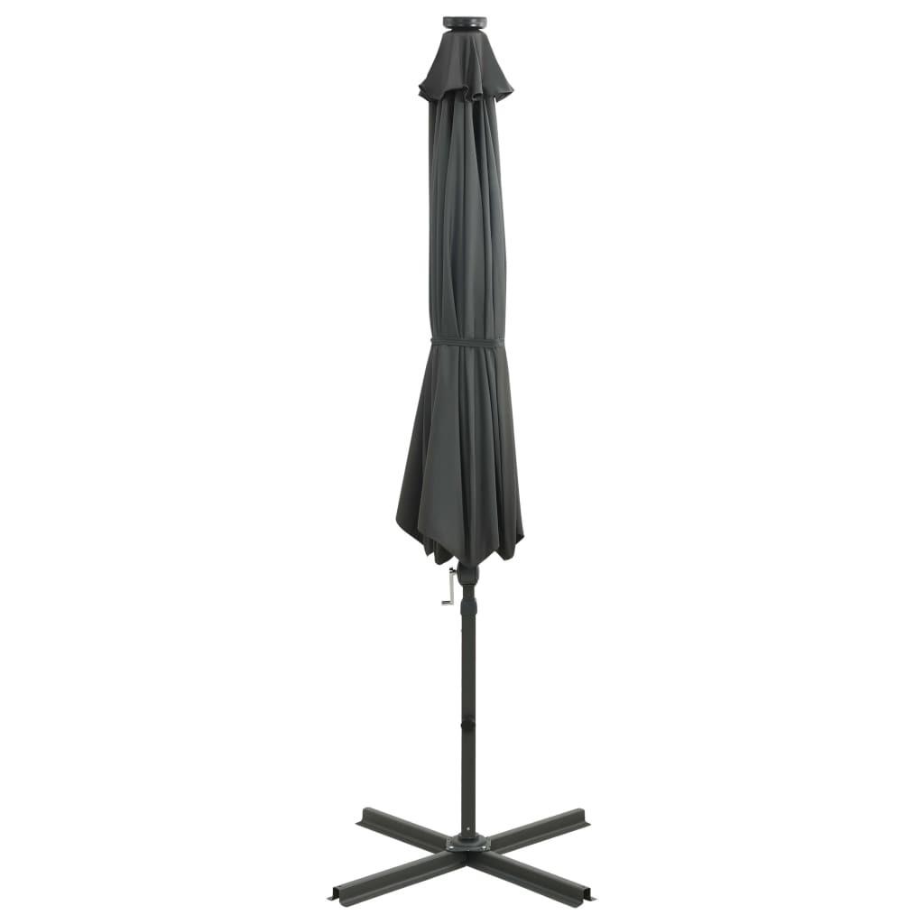 Parasol déporté avec mât et lumières LED Anthracite 300cm - 7